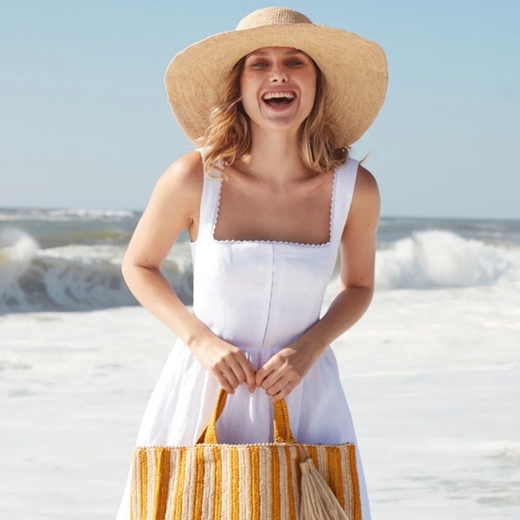 NWT Mar y Sol Grace Raffia Crocheted Sun Hat Natural - Picture 2 of 8